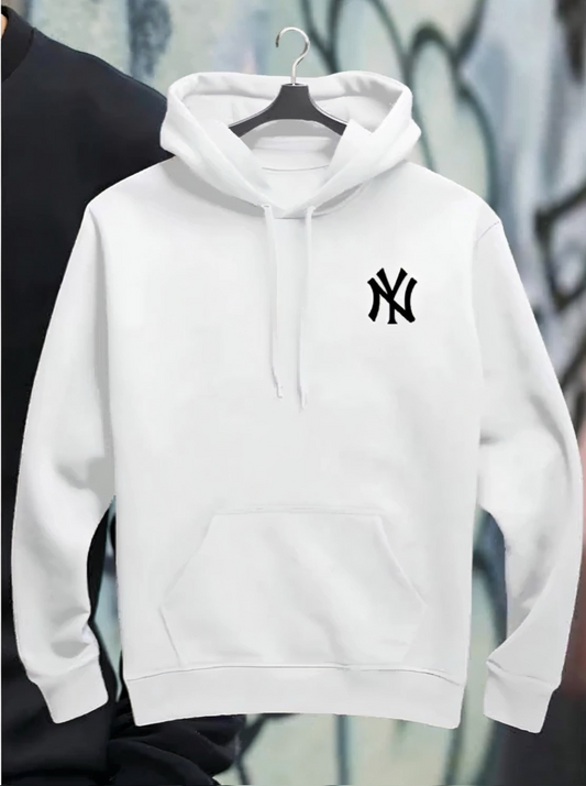 Blusa de Frio Moletom Canguru Flanelado New York Hip Hop Com Bolso Masculino e Feminino