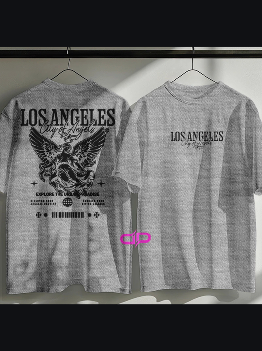 Camiseta Masculina no Estilo Urbano Streetwear City Of Los Ang 100% Algodão Premium do P ao G3