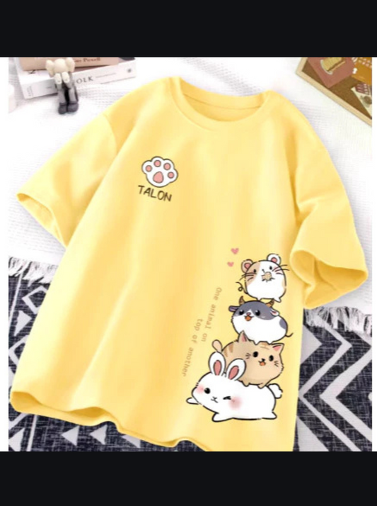 Camiseta Feminina Felinos Fofinhos Algodão Pluz Size