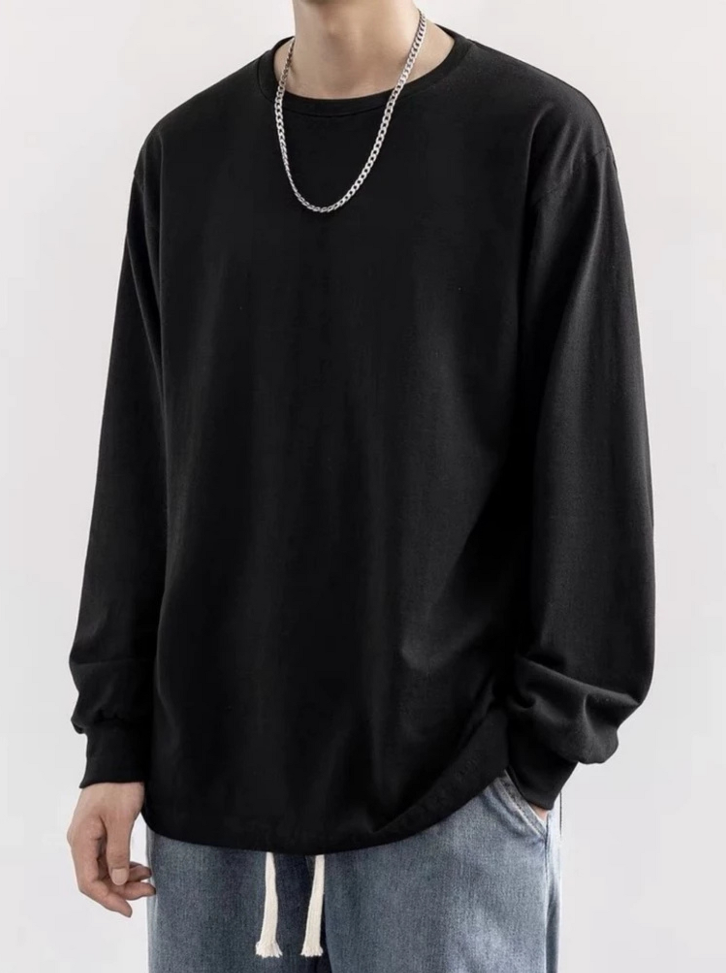 Camiseta Lisa Básica Manga Longa 100% Algodão Mlaha Premium Masculina Fio 30,1 Panteada Premium Gola Redonda