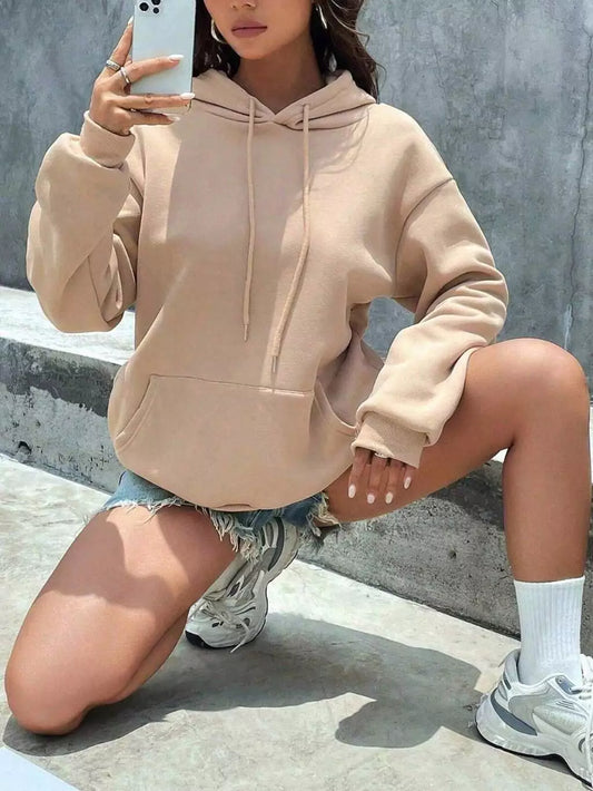 Moletom Feminino Canguru Com Capuz Liso Blusa de Frio Casaco Blusao Inverno Premium