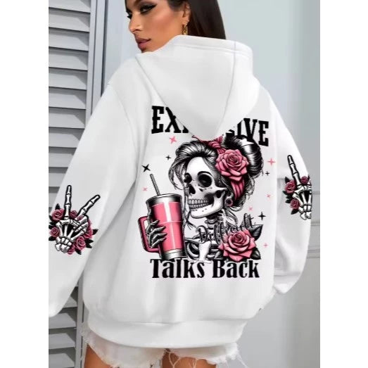 Moletom Mulher Caveira Rosas Paz Amor Novo!