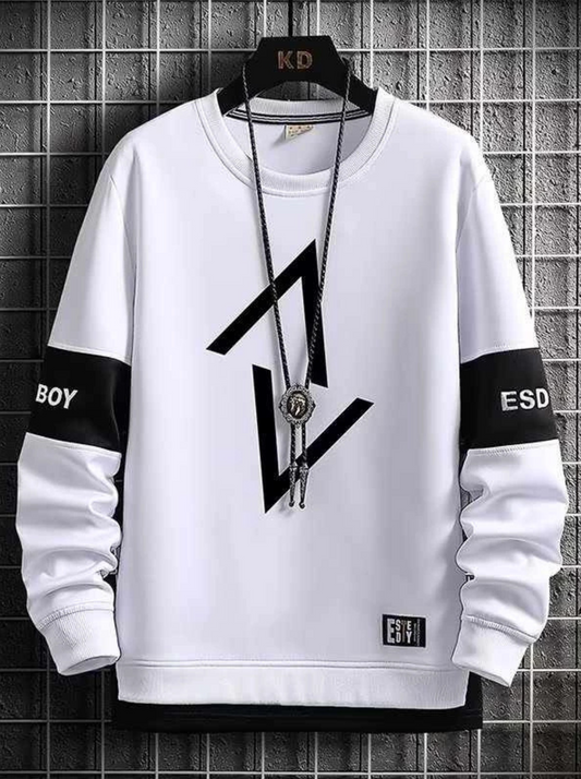M-3XL Camiseta Masculina De Manga Longa Estilo Moda Fina De Rua Fino Casual Blusa Branca Preta