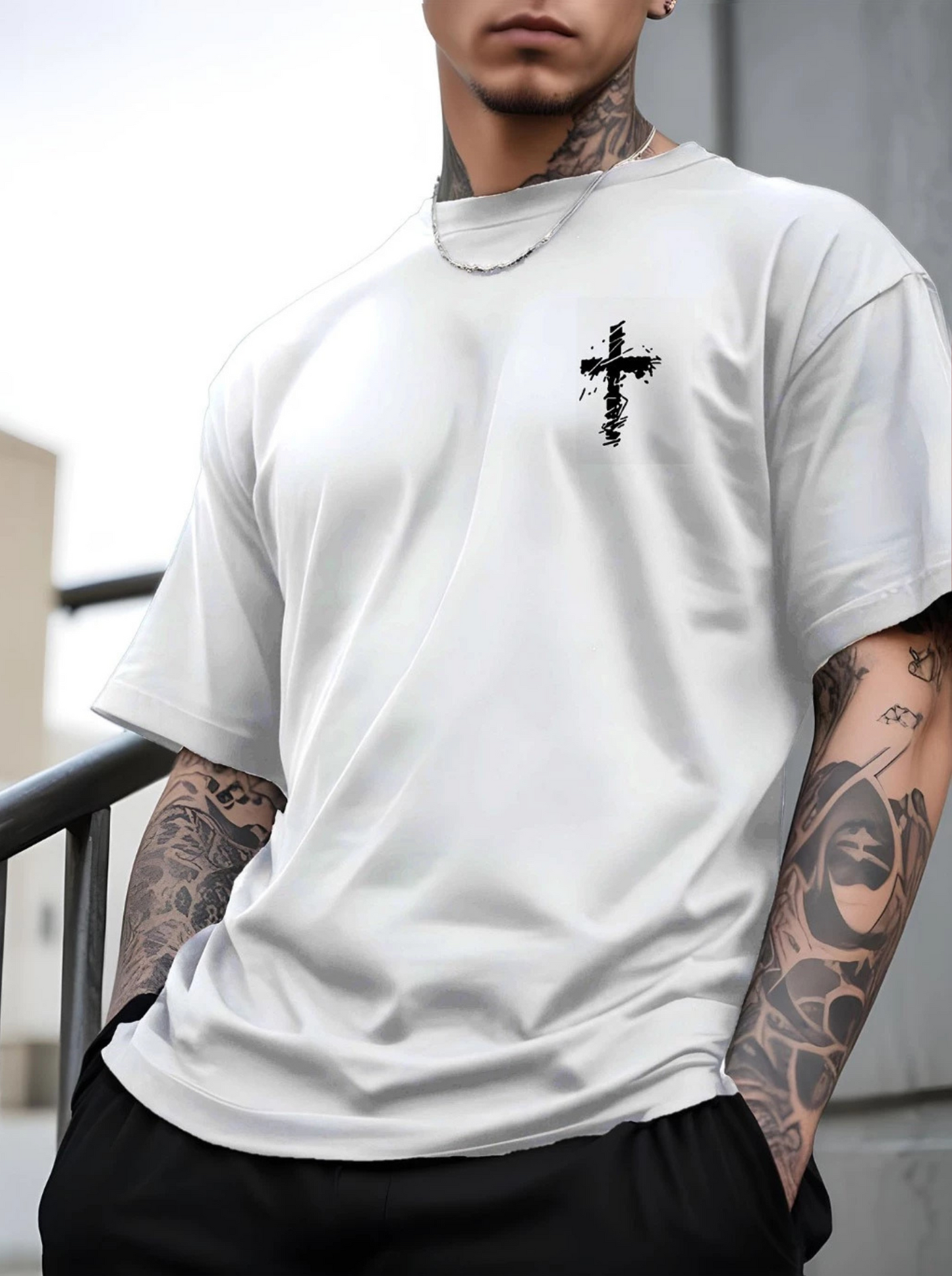 Camiseta Blusa Cruz Mini Masculina Camisa Street Faith Camisa Manfinity 100% Algodão
