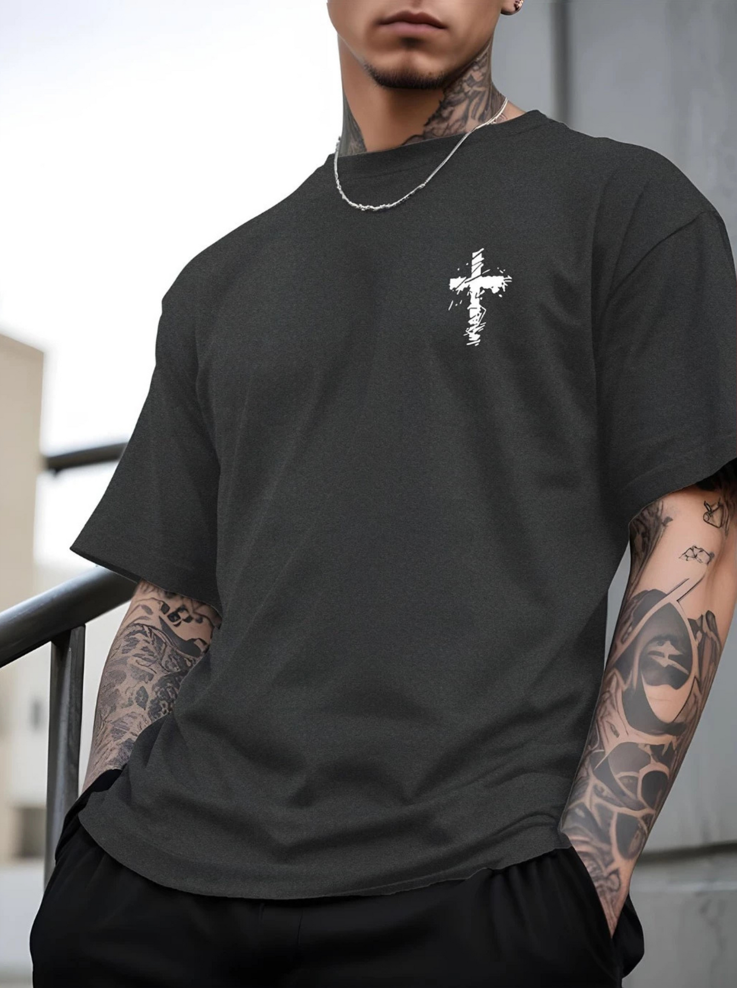 Camiseta Blusa Cruz Mini Masculina Camisa Street Faith Camisa Manfinity 100% Algodão