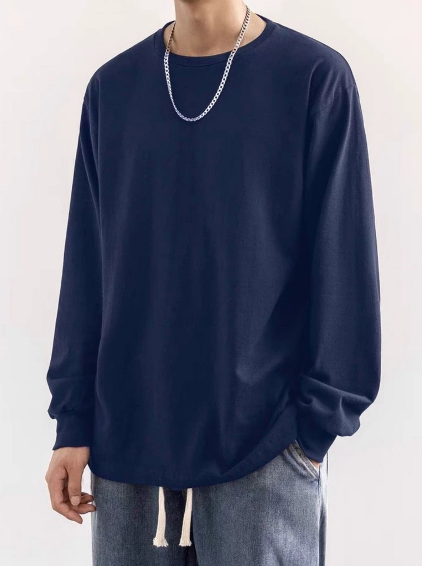 Camiseta Lisa Básica Manga Longa 100% Algodão Mlaha Premium Masculina Fio 30,1 Panteada Premium Gola Redonda