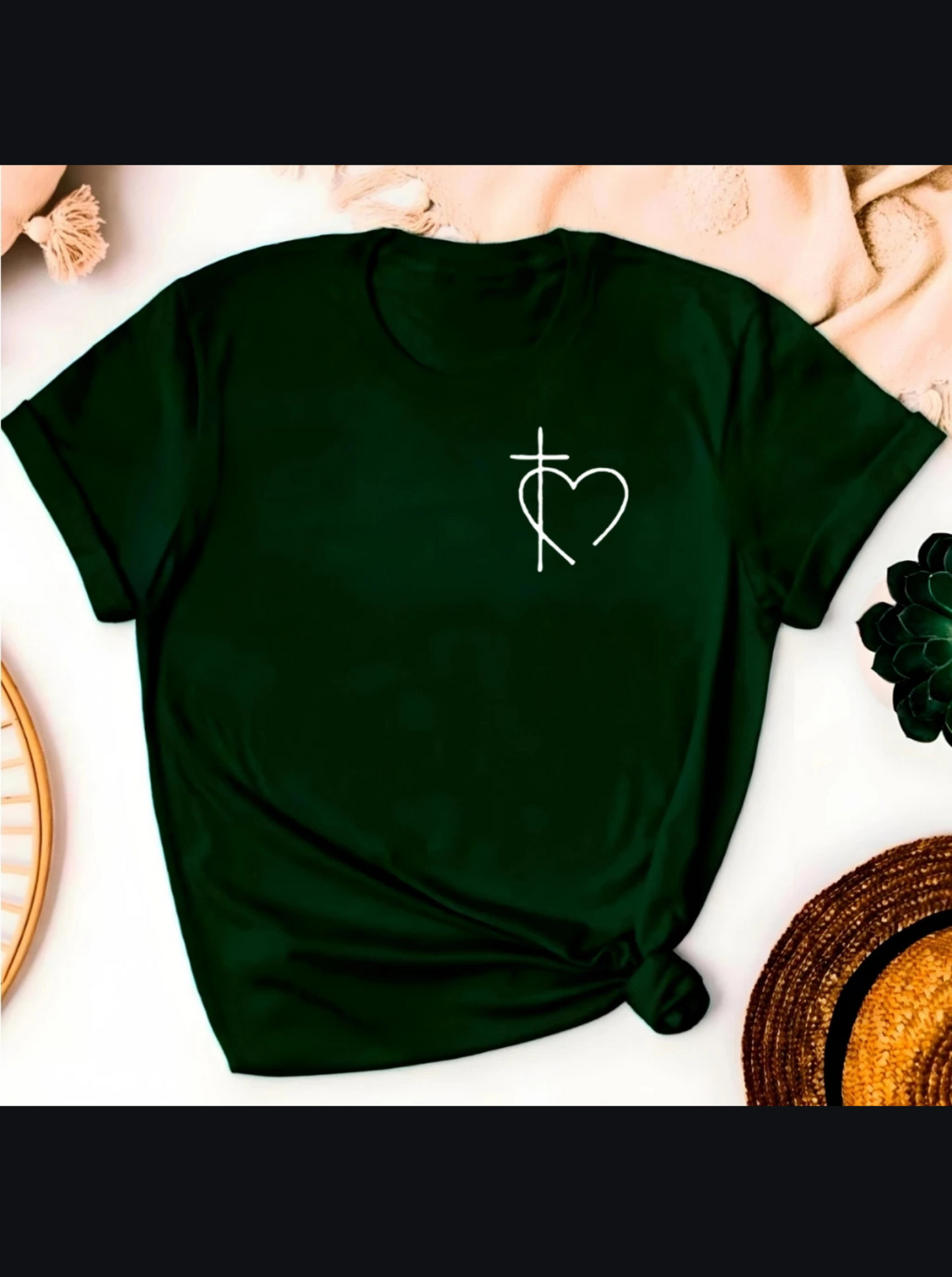 T-shirt Blusa Linda Coração Cruz Fé Camiseta Feminina Camisa