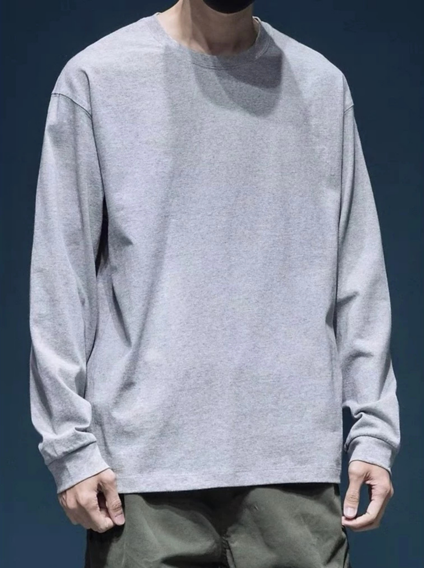 Camiseta Lisa Básica Manga Longa 100% Algodão Mlaha Premium Masculina Fio 30,1 Panteada Premium Gola Redonda