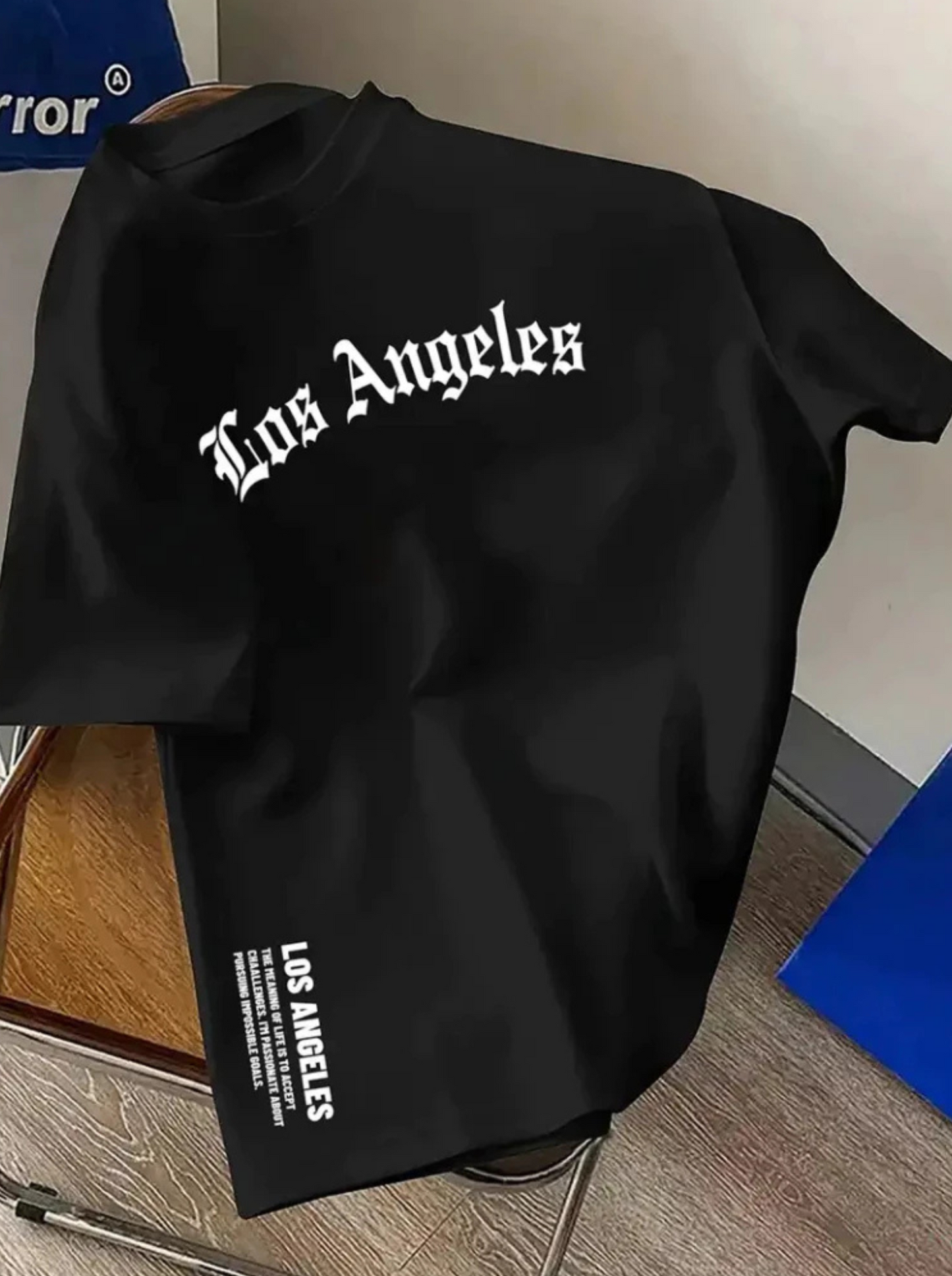 Camiseta Masculina Casual de Algodão com Estampa de Los Angeles Modelagem Regular para o Verão