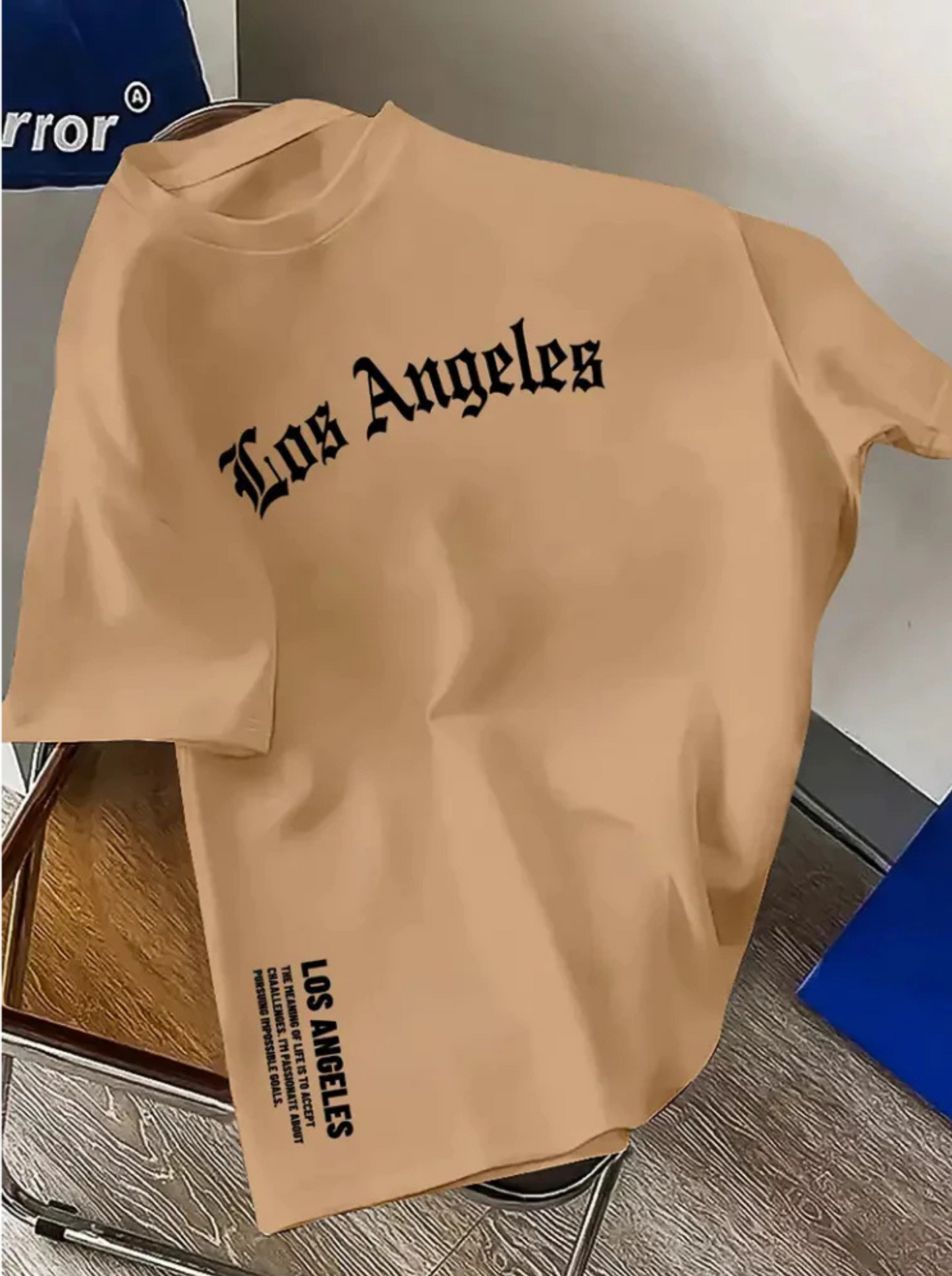 Camiseta Masculina Casual de Algodão com Estampa de Los Angeles Modelagem Regular para o Verão