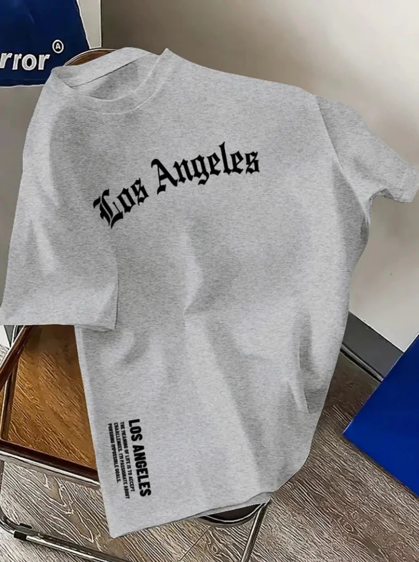 Camiseta Masculina Casual de Algodão com Estampa de Los Angeles Modelagem Regular para o Verão