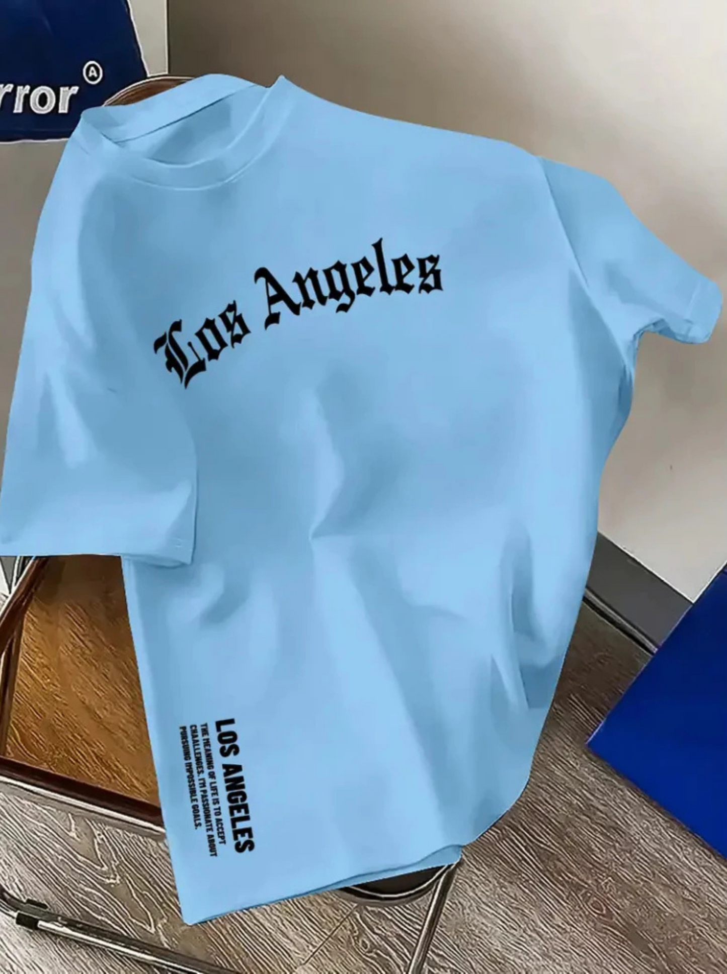 Camiseta Masculina Casual de Algodão com Estampa de Los Angeles Modelagem Regular para o Verão