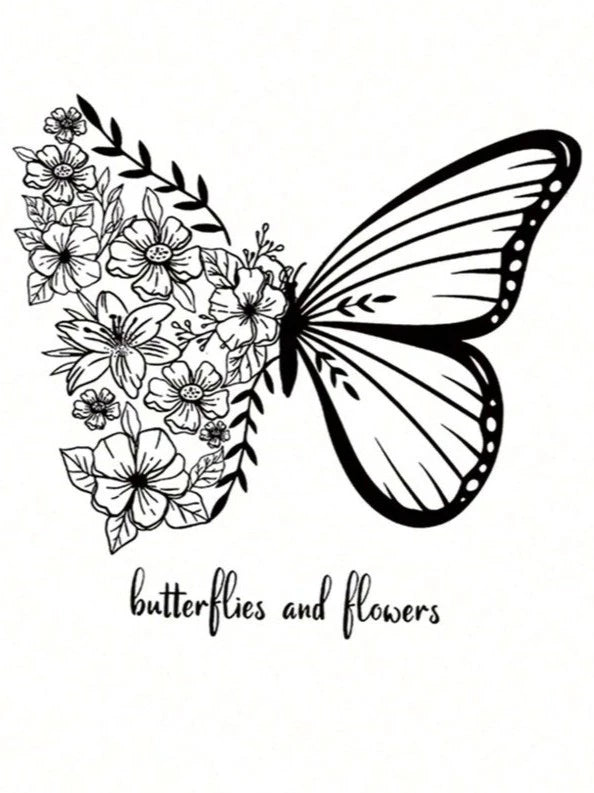 Moletom Blusa de Frio Butterflies and Flowers Bolso Canguru Cordão Capuz 5281