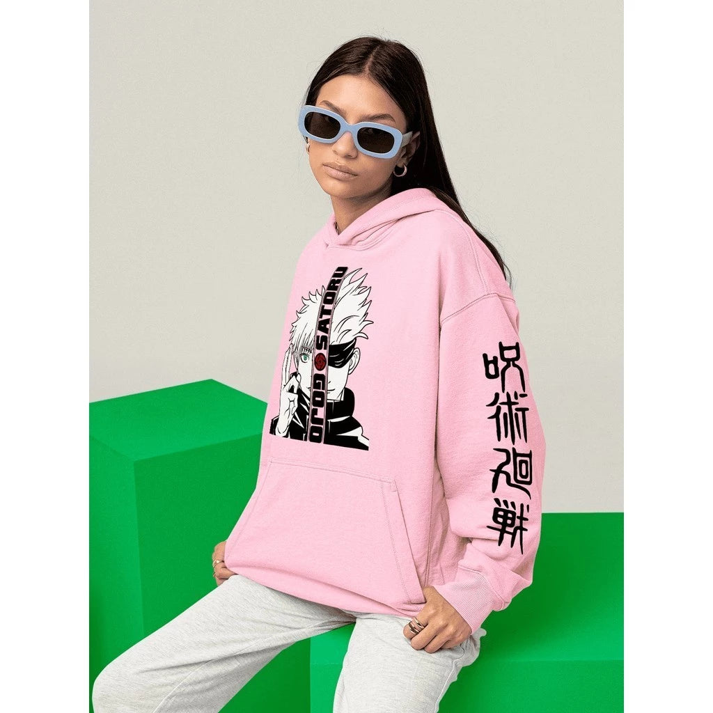 Moletom Canguru Jujutsu Kai Gojo Satoru Anime Canguru Capuz e Bolso Manga