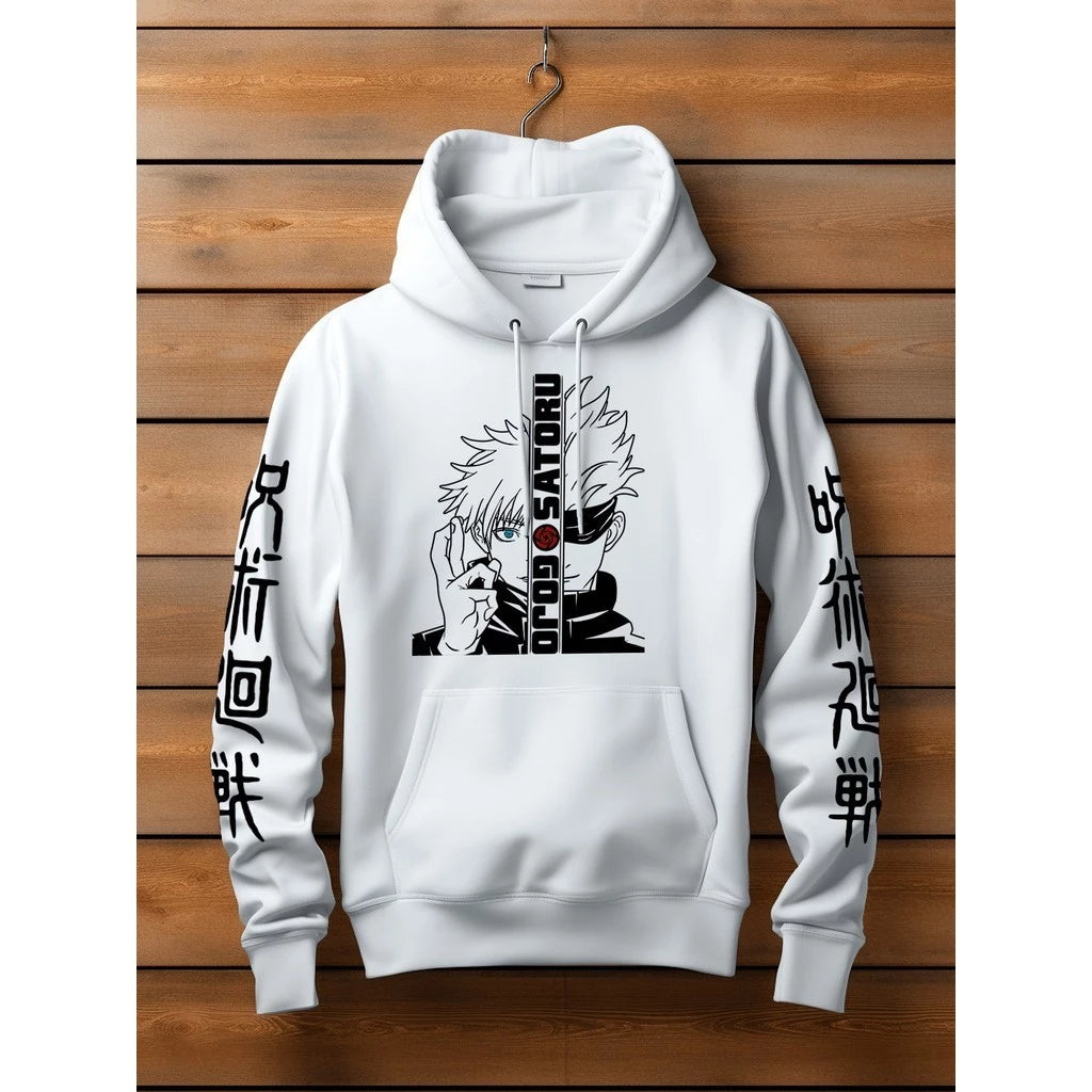 Moletom Canguru Jujutsu Kai Gojo Satoru Anime Canguru Capuz e Bolso Manga