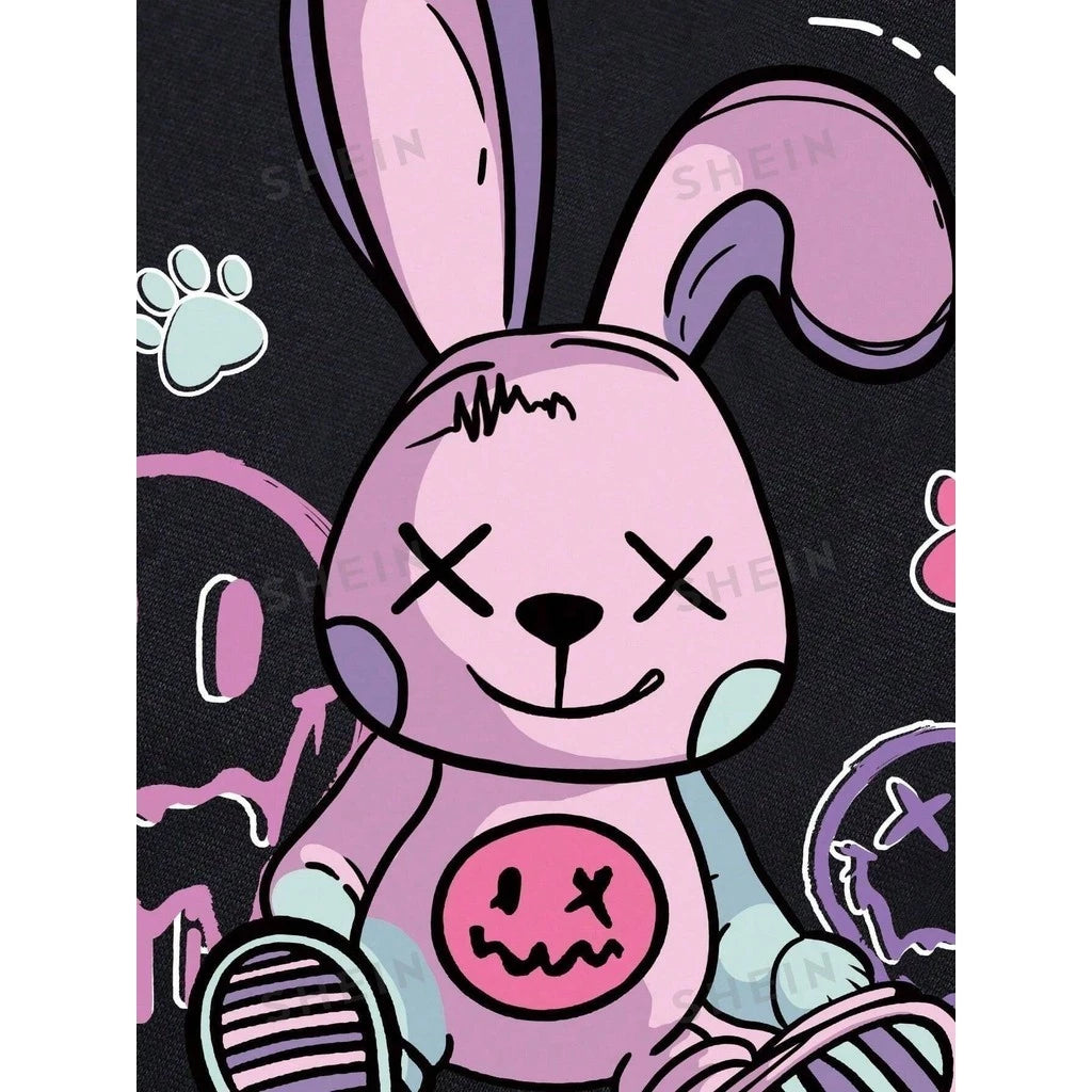 Moletom Canguru Gráfico de Cartoon Bolso Cordão Capuz