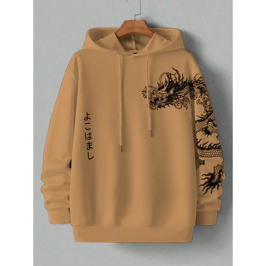 Blusa De Moletom Com Capuz Estampa De Dragão Japonês Streetwear Promoção Envio Rápido