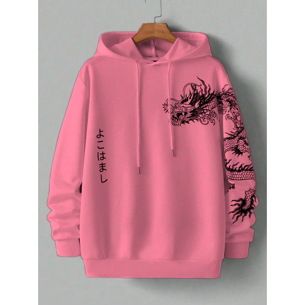 Blusa De Moletom Com Capuz Estampa De Dragão Japonês Streetwear Promoção Envio Rápido