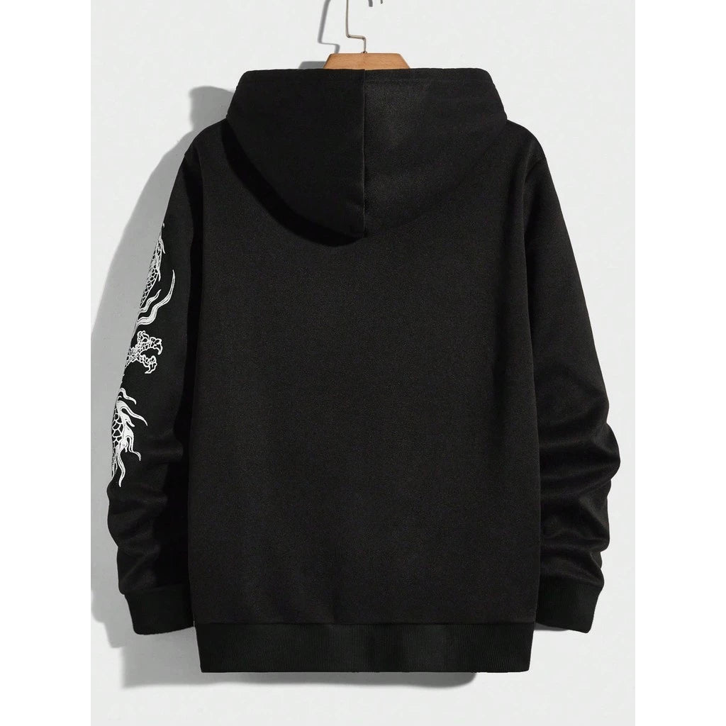 Blusa De Moletom Com Capuz Estampa De Dragão Japonês Streetwear Promoção Envio Rápido
