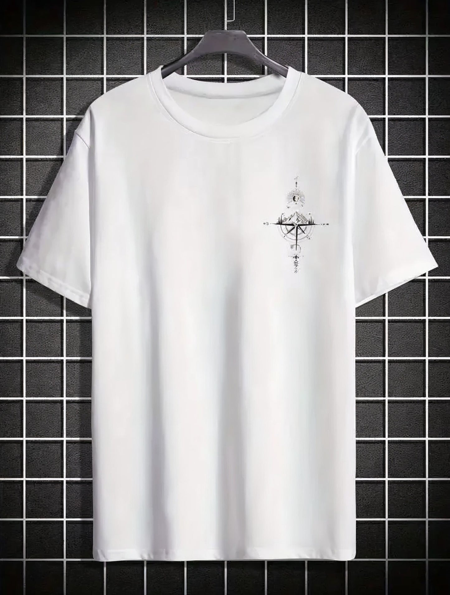 Camiseta Básica Bússola (ESCUDO) E (COSTAS) Masculina Feminina Algodão Camisa Costura Reforçada Unissex StreetWear