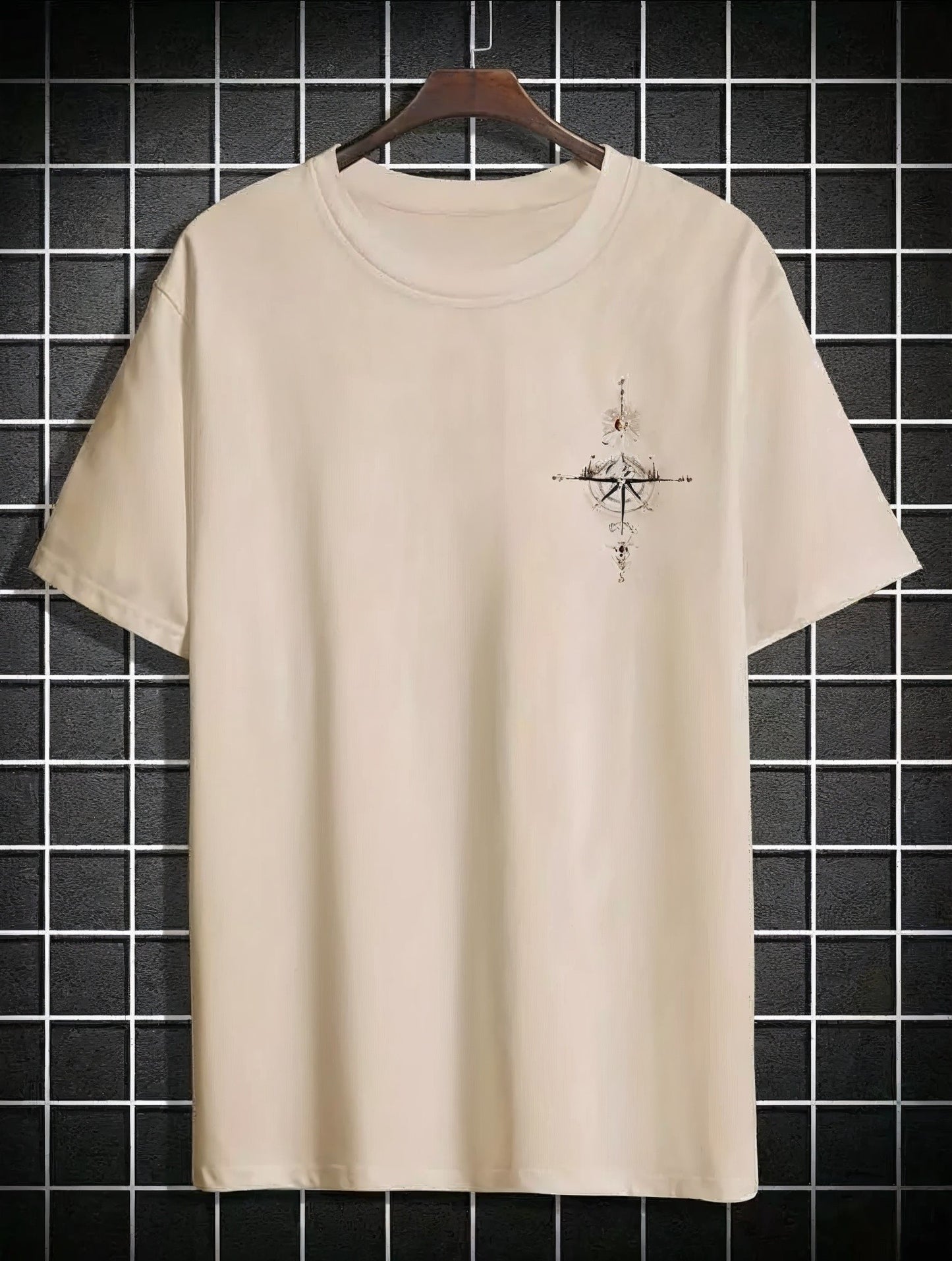 Camiseta Básica Bússola (ESCUDO) E (COSTAS) Masculina Feminina Algodão Camisa Costura Reforçada Unissex StreetWear
